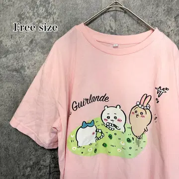 치이카와 T셔츠 핑크 프리 사이즈 캐릭터 애니메이션