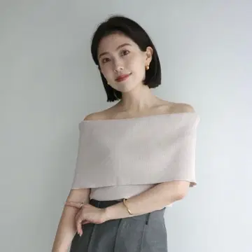anuans 소프트 핏 오프숄더 니트탑 / 머신 워셔블