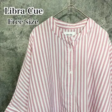 Libra Cue 스트라이프 셔츠 원피스 핑크 오버 사이즈 릴렉스 핏
