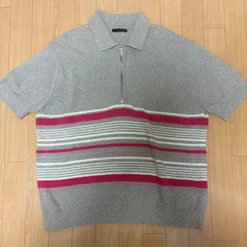 ZARA 하프 지퍼 니트 피케 셔츠 그레이 L 사이즈