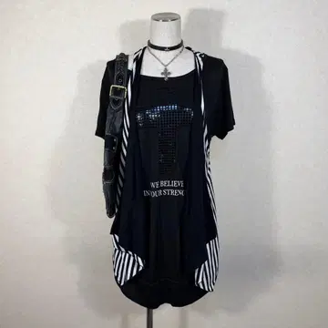 y2k 크로스 스팽글 백링 원피스 헤이세이 갸루 punk
