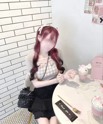 HONEY MEW 허니뮤우 더블 리본 깅엄 상의