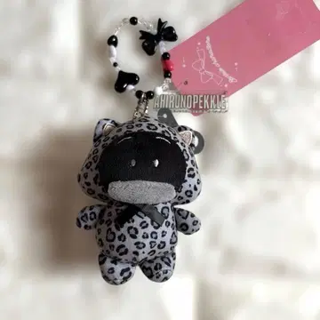 오리 페클 레오파드 무늬 블랙 마스코트 참 키링 아베일