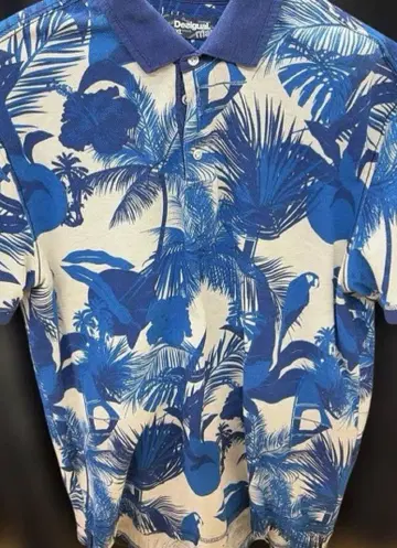 Desigual man 보태니컬 무늬 피케 셔츠 반팔