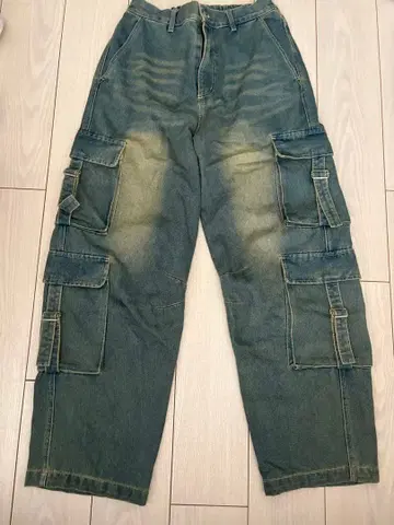 워시 가공 데님 카고 팬츠