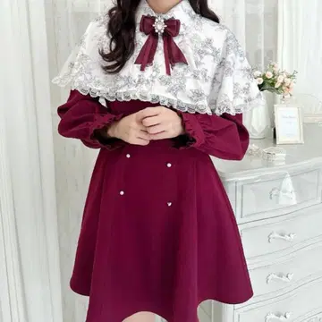 ROJITA 세퍼레이트 케이프 롱 슬리브 원피스 보르도