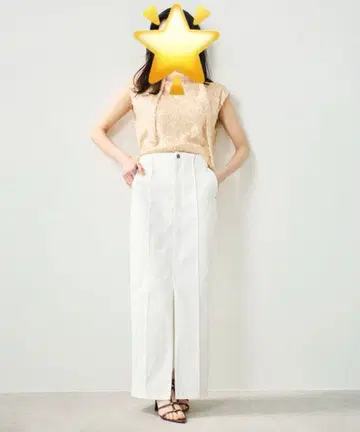 Aimeine 에메인 라메 데님 슬릿 스커트
