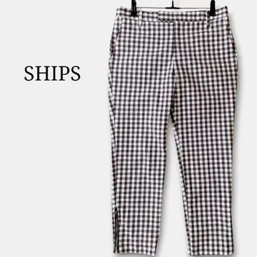 컨디션 최상 쉽스 SHIPS 깅엄 체크 크롭 팬츠 브라운 일본제 봄/여름