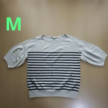 자유구 워셔블 보더 무늬 5부 소매 티셔츠 38 사이즈
