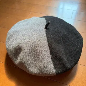 바이컬러 베레모 그레이 블랙