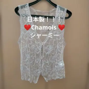 일본제!!Chamois 꽃무늬 자수 레이스 베스트