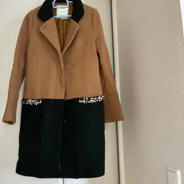Chesty 바이컬러 비쥬 울 코트