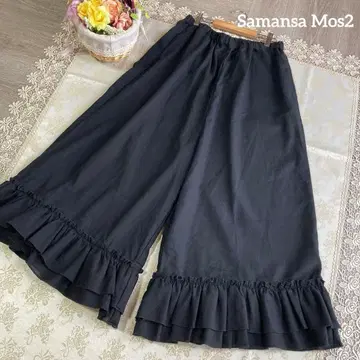 사만사 모스모스 새상품 밑단 2단 프릴 개더 팬츠 블랙