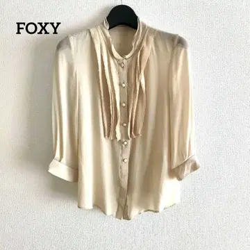 FOXY 폭시 실크 100% 베이지 블라우스 상의 여성용 M
