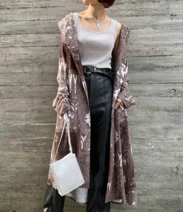 [새상품] PAGEBOY 페이즐리 무늬 롱 가디건 브라운