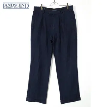 LANDS'END 린넨 슬랙스 W32 네이비 BAIRD McNUTT