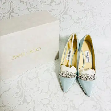 JIMMY CHOO 38 비쥬 장식 펌프스 라이트 블루