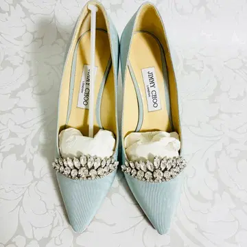 JIMMY CHOO 38 비쥬 장식 펌프스 라이트 블루