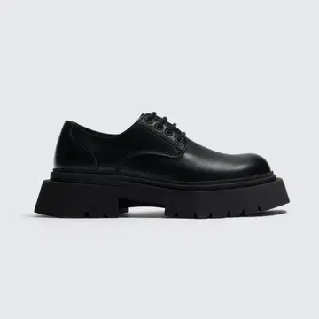 [ ZARA ] 청키 슈즈 가죽 신발 블랙 39 남성용