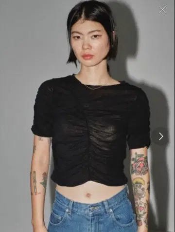 TODAYFUL Sheer Shirring T셔츠 블랙