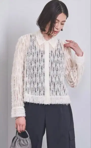 UNITED ARROWS 페더 튤 셔츠 블라우스 화이트