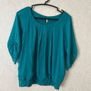 쉬폰 블라우스 오부 소매 터콰이즈 블루