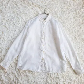 새상품급 UNITED ARROWS 린넨 100% 긴팔 셔츠 화이트 [B34]