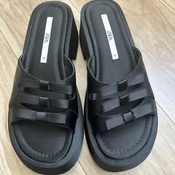 ZARA 새틴 리본 플랫폼 샌들 38