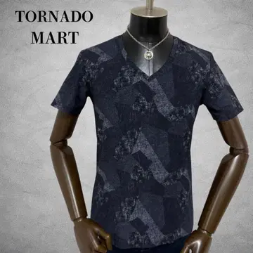 TORNADO MART 반팔 티셔츠 올 패턴 티셔츠 V넥 티셔츠 고급스러움