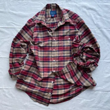 90s TOWNCRAFT 체크 셔츠 XL 빨간색 베이지 빅 사이즈