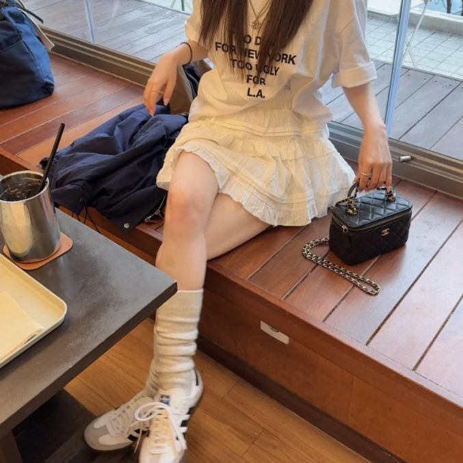 유엘레브 플리 캉캉 미니 레이스 스커트