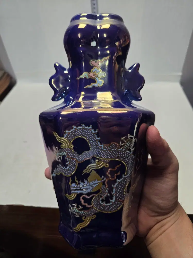 청대 희귀 법랑채 용문 매병 높이23cm무게790g