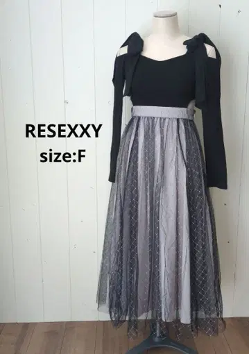 RESEXXY 샤이니 플레어 원피스 블랙 F