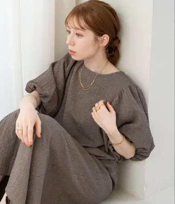 hinari 체크 무늬 퍼프 슬리브 원피스 XS