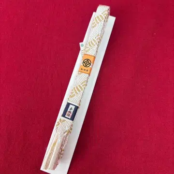 수제 끈 기모노 허리띠 화이트 골드 자수 컨디션 최상 마츠자카야 구매 미사용