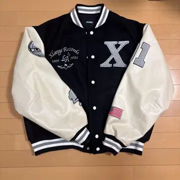 XLARGE 바시티 자켓 블랙 화이트 자수