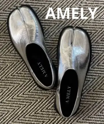 컨디션 최상 AMELY 타비 플랫슈즈 실버 36