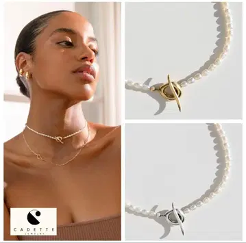Cadette Jewelry 펄 초커 목걸이 골드 컬러