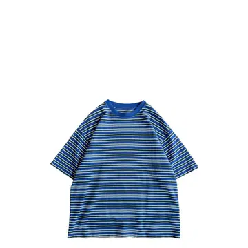 [ 새상품급 ] USED 00s 멀티 보더 카노코 T셔츠 블루그린
