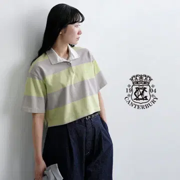 Canterbury 라거 셔츠 반팔 보더 라임 미사용 새상품