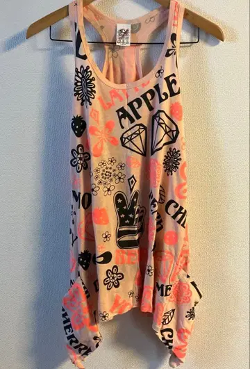 올 패턴 탱크탑 핑크 블랙