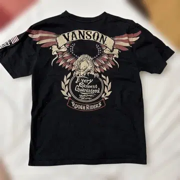 VANSON 반손 이글 부분 자수 티셔츠 블랙 M