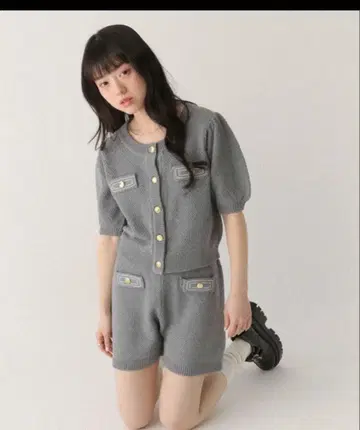 heather 니트 셋업 그레이