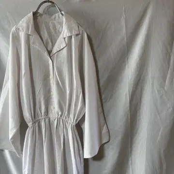 90s 디자인 셔츠 원피스 화이트