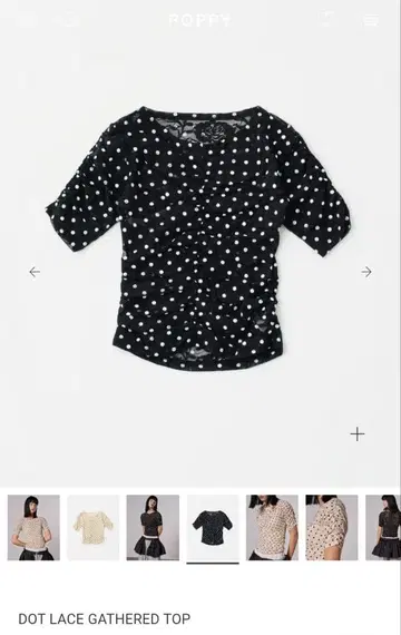 POPPY DOT LACE GATHERED TOP