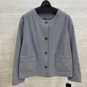 PERRIS 깅엄 체크 노카라 자켓