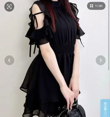 INGNI 2Way 리본 어깨 트임 프릴 미니 원피스 M 사이즈