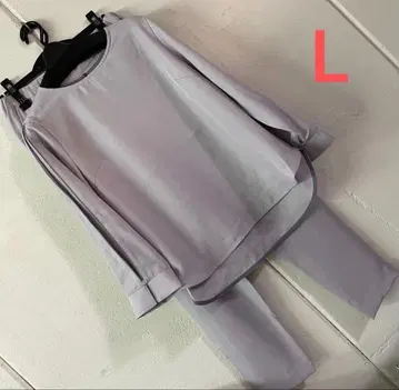 L 사이즈 턱 슬리브 셋업 팬츠 수트 그레이