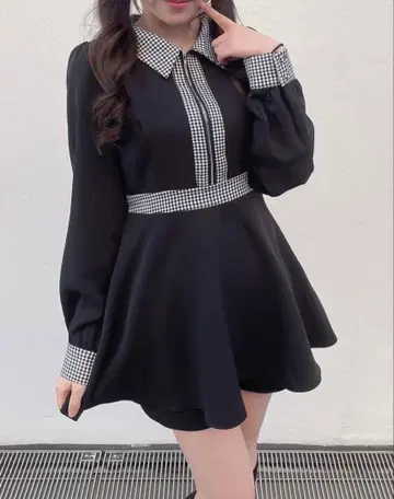 abc une face 프론트 지퍼 셔츠 카라 원피스