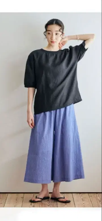 나카가와 마사시치 상점 린넨 T셔츠 블랙
